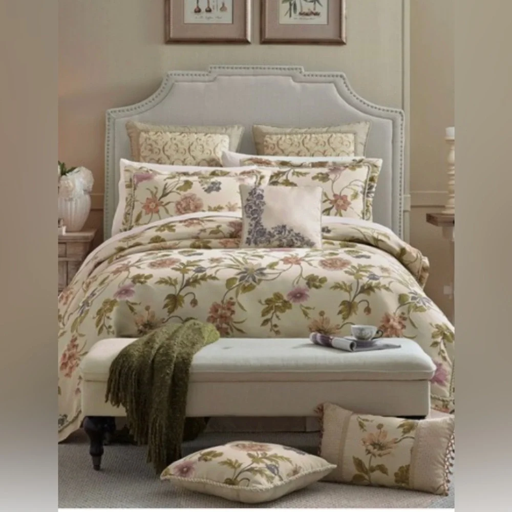 Croscill Daphne Pillow Square Embroidered Floral Pillow 17